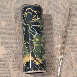 Tinker Bell Themed Tumbler with Straw And Cleaning Brush NEW